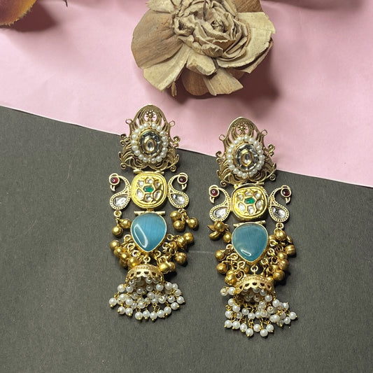 Aanya Statement Mor Jhumki Earrings