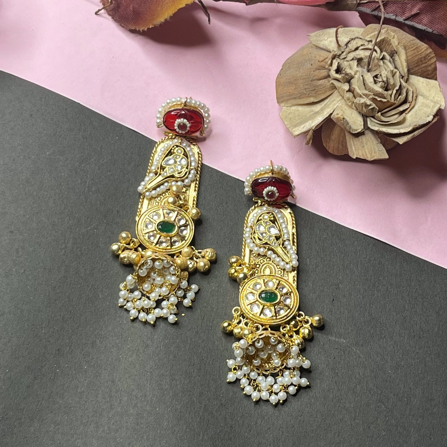 Aanya Kundan Chidhiya Jhumki Earrings