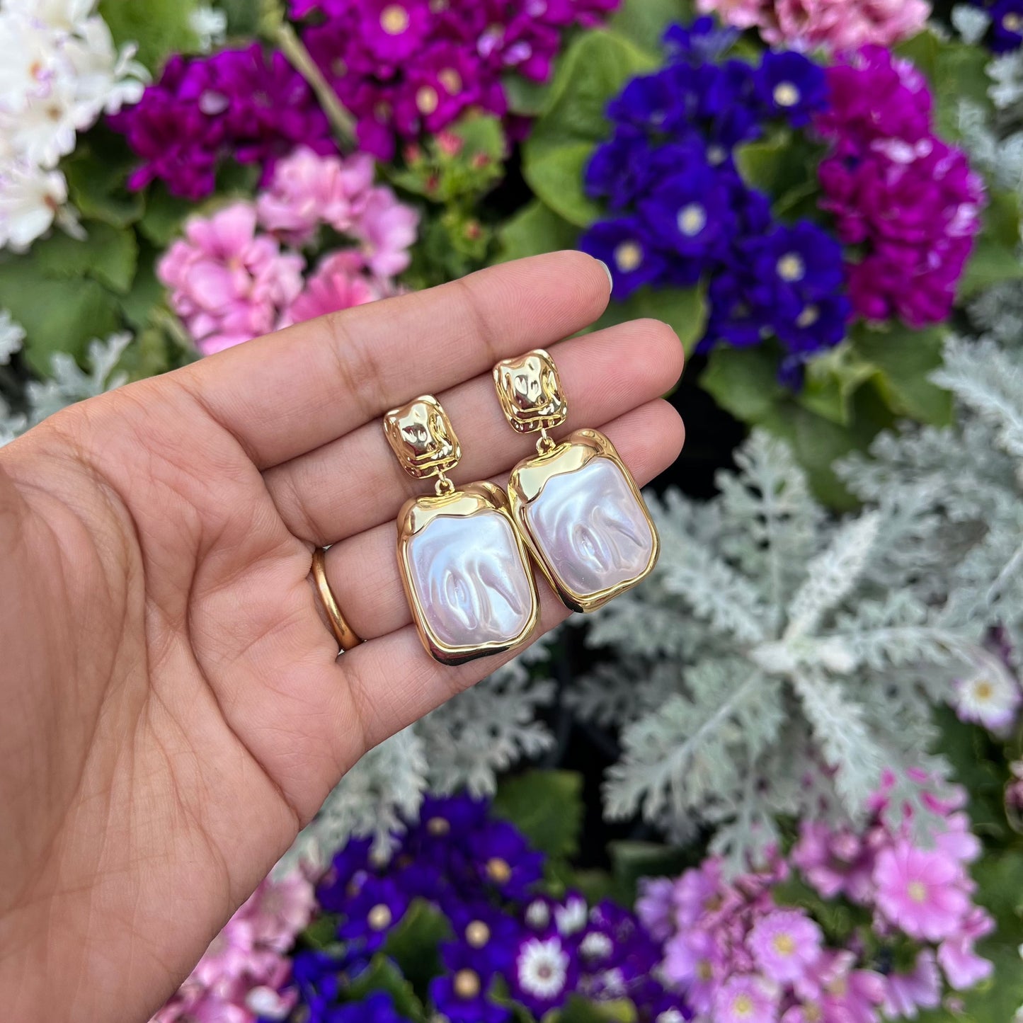 Mother of Pearl Gold Earrings