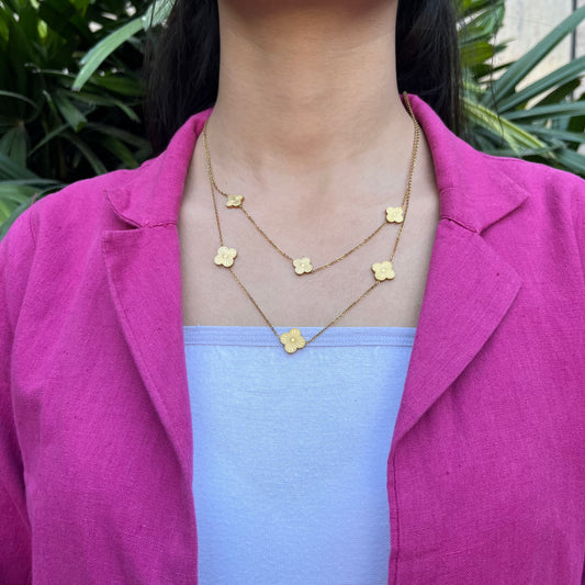 Clover Layer Necklace - Gold