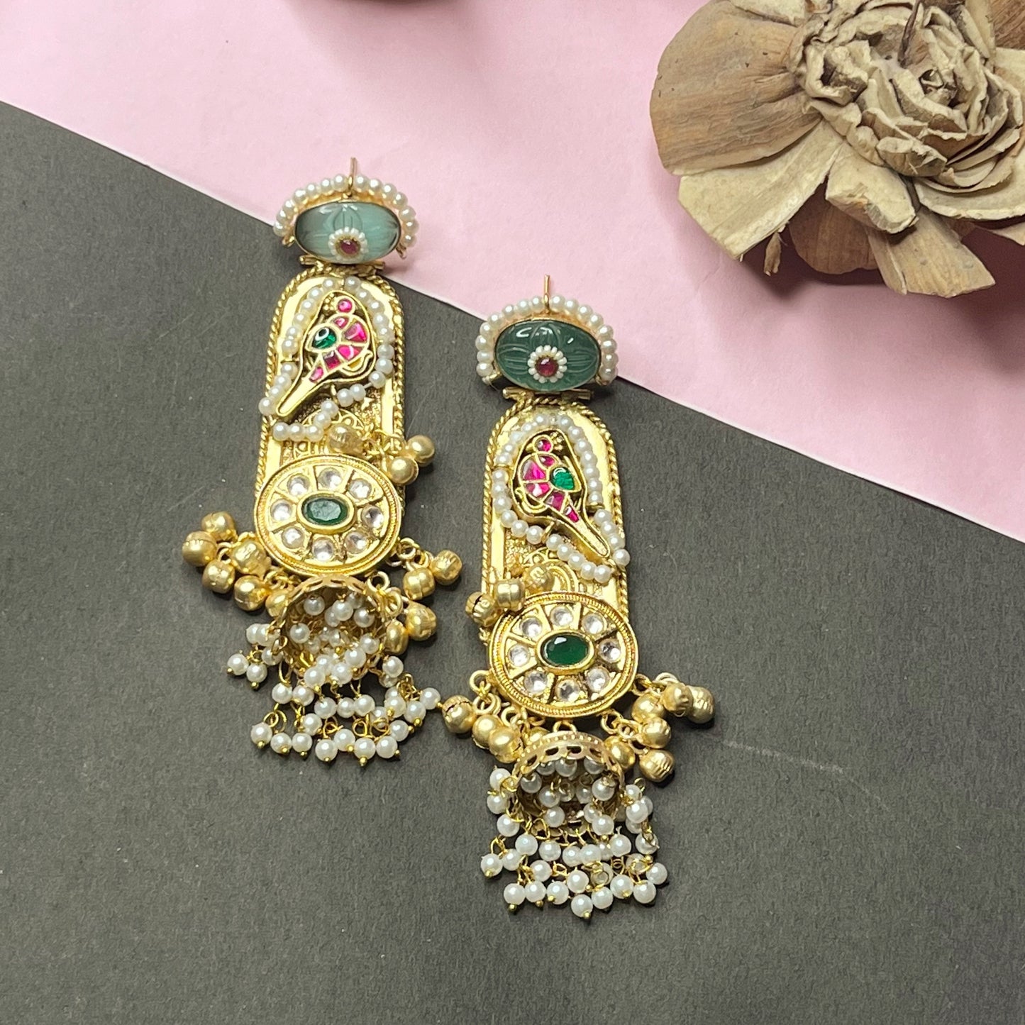 Aanya Kundan Chidhiya Jhumki Earrings